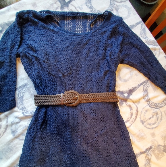 Maurices gorgeous blue crochet over lined dress. - Picture 2 of 11